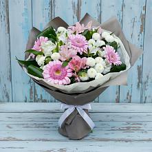 Букет цветов из:  Герберы, Альстромерии и Хризантемы #REPLACE_PRED# Звенигово