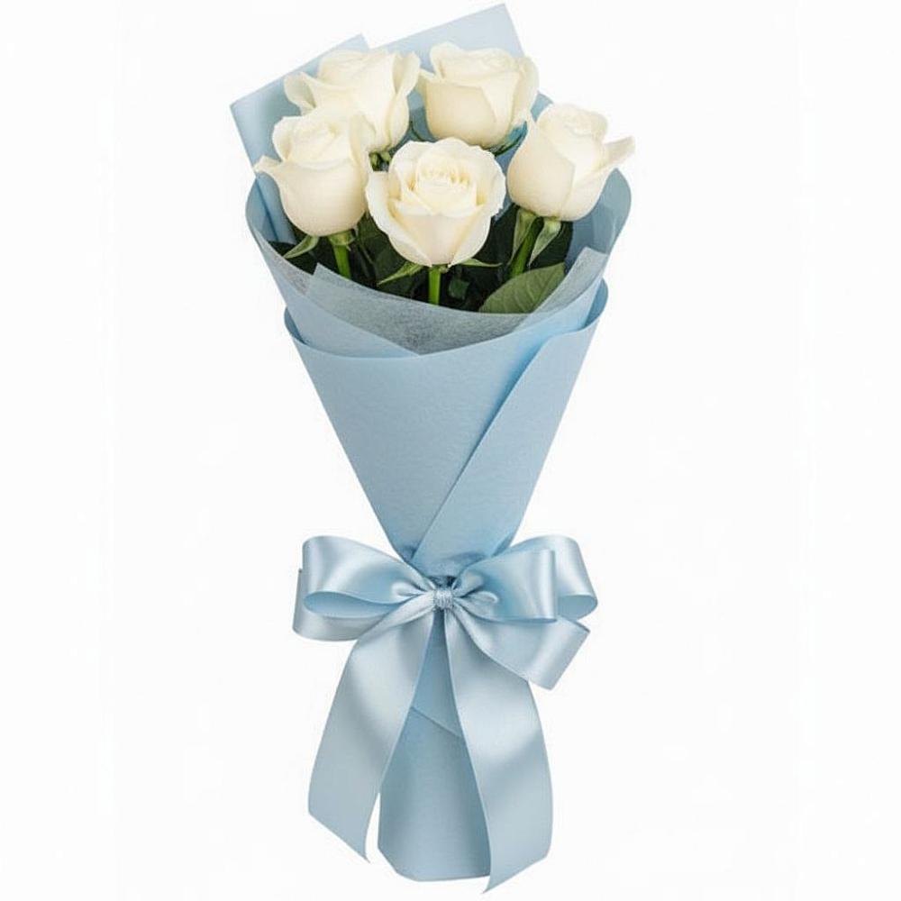 Букет 5 Белых роз Проуд в Звенигово