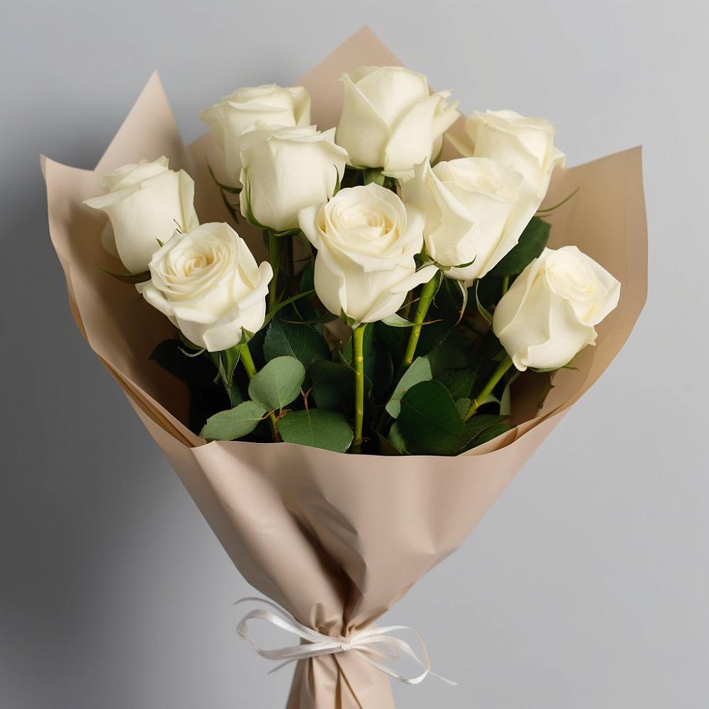 Букет 9 Белых роз Эдлесс Лав в Звенигово