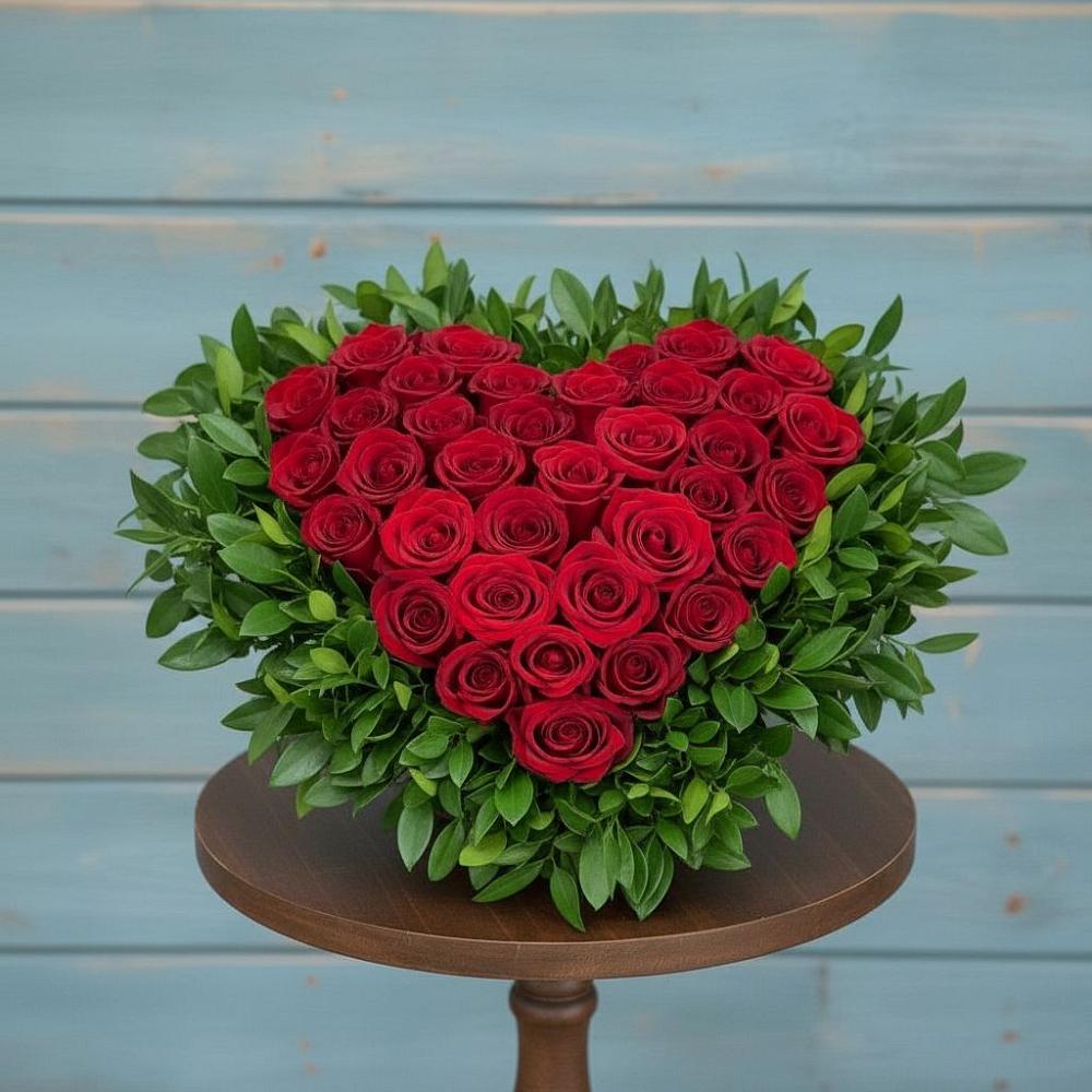 Цветочная композиция из Розы в виде сердца в Звенигово