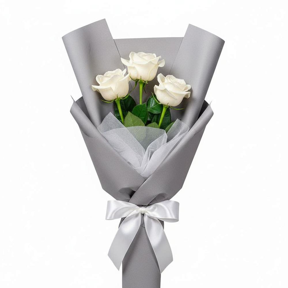 Букет 3 белые розы в Звенигово