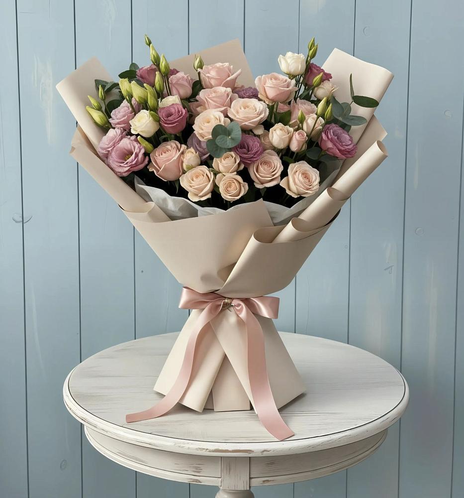 Букет цветов из: Розы и Лизиантусы в Звенигово