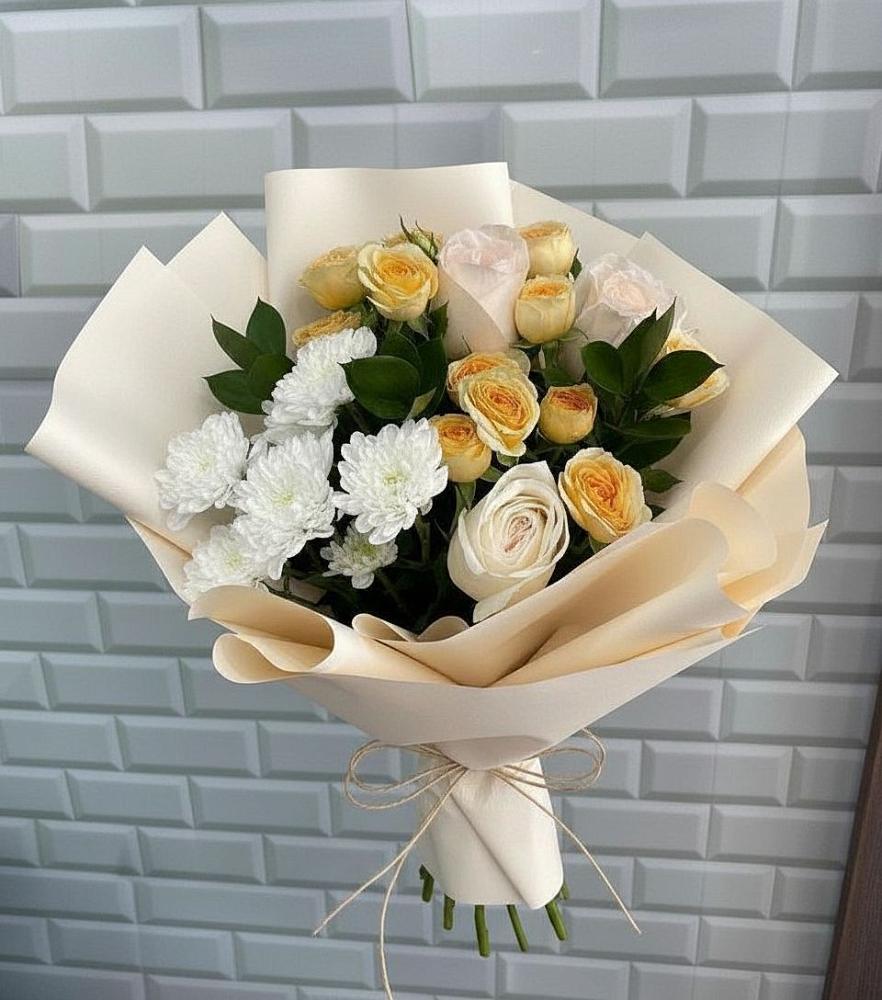 Букет цветов из: Розы и Хризантемы в Звенигово