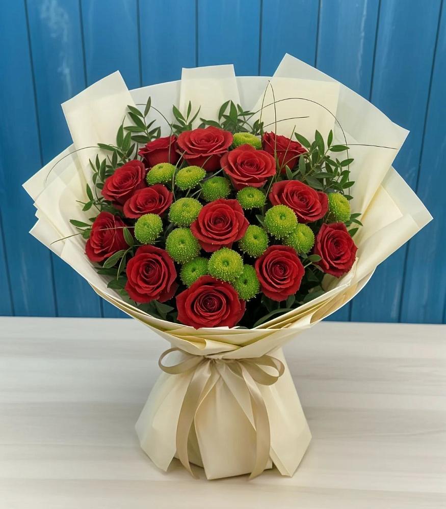 Букет цветов из: Розы и Хризантемы в Звенигово